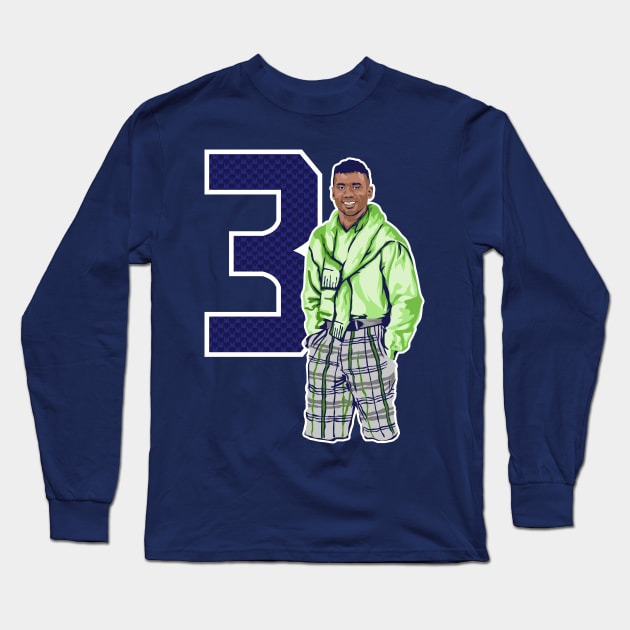 Russell Wilson Polo Long Sleeve T-Shirt by Carl Cordes